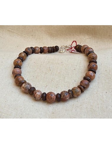 Bracelet pierres de Corse rouge de Porto et bois